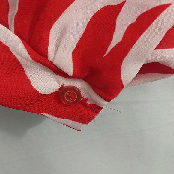 Vintage Red & White 60's Secretary Modest Blouse - Picture 5 of 6